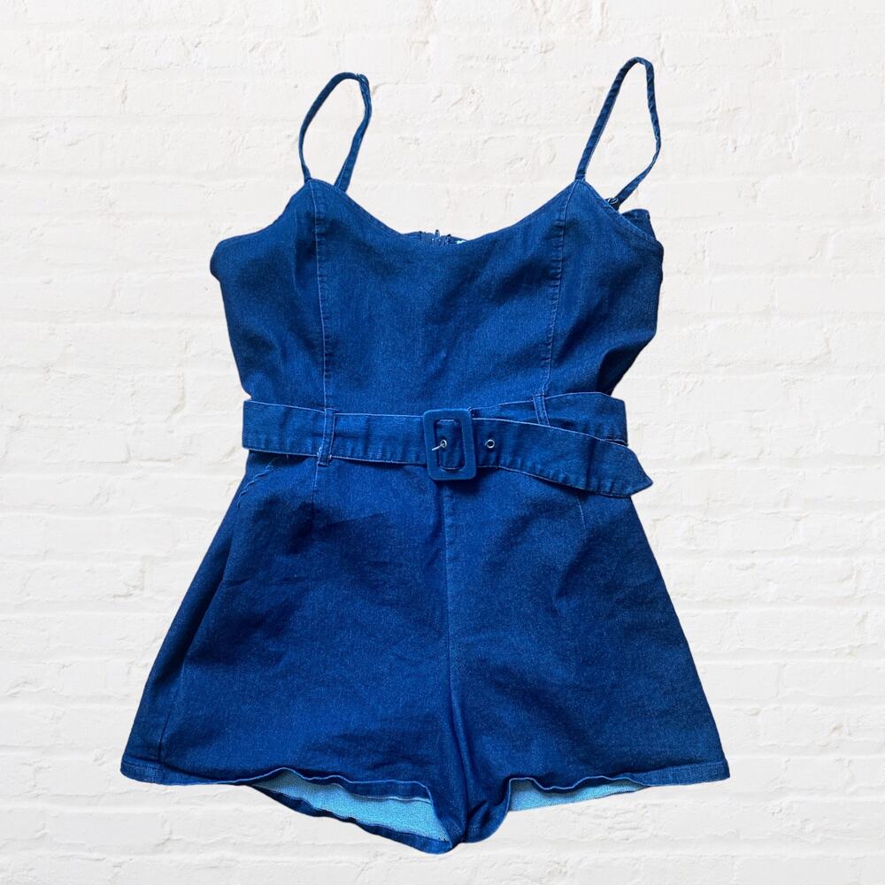 Derek Heart denim shorts romper